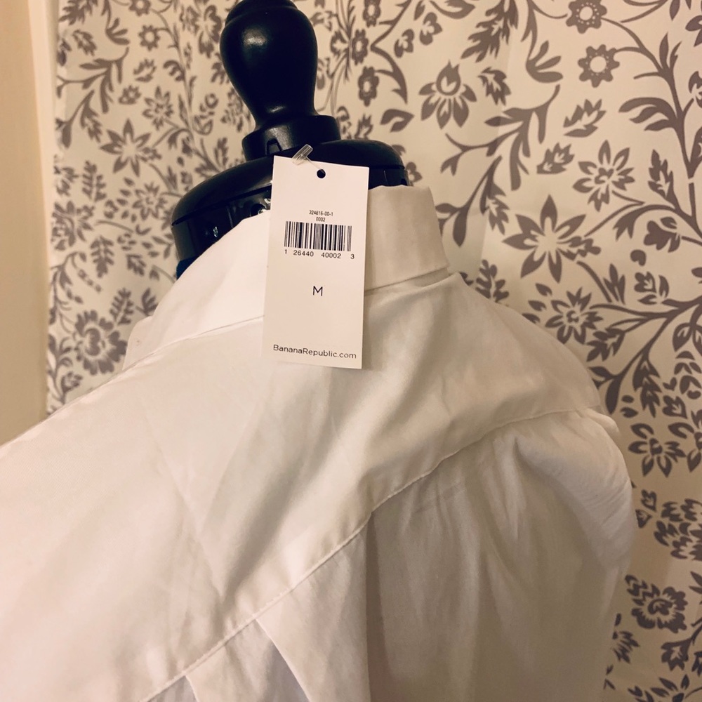 NWT Banana Republic white cotton blouse Size M - Picture 2 of 5